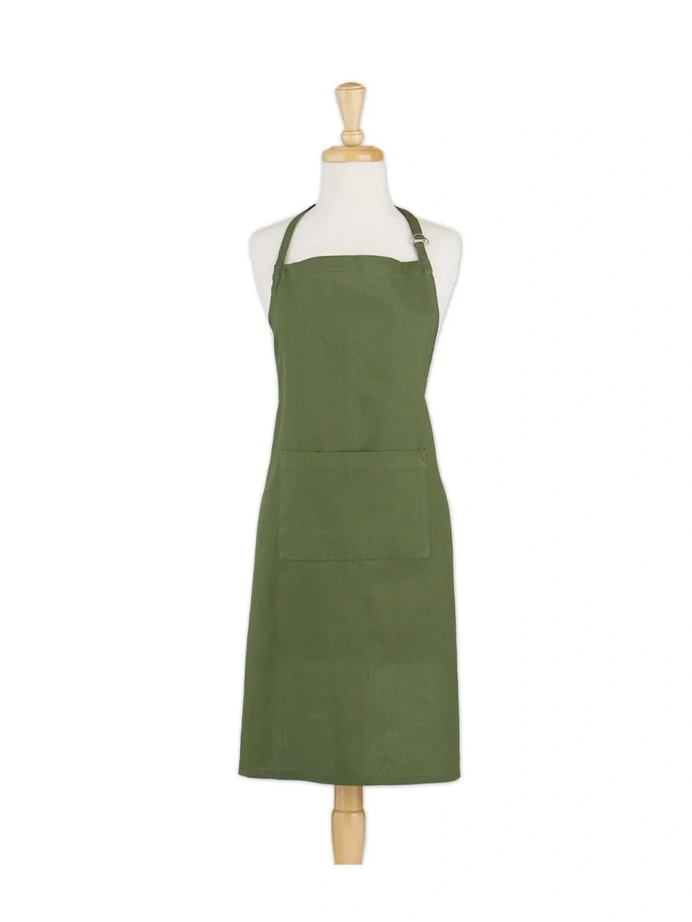 Adjustable Olive Green Kitchen Apron with Front Pocket - Unbranded
